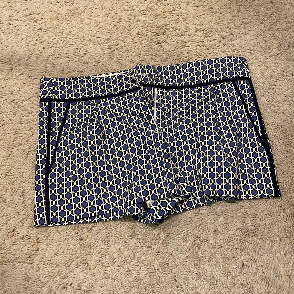 Blue and White Patterned J. Crew Shorts Size 8